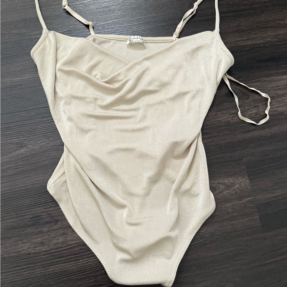 Free People Cream V-Neck Top